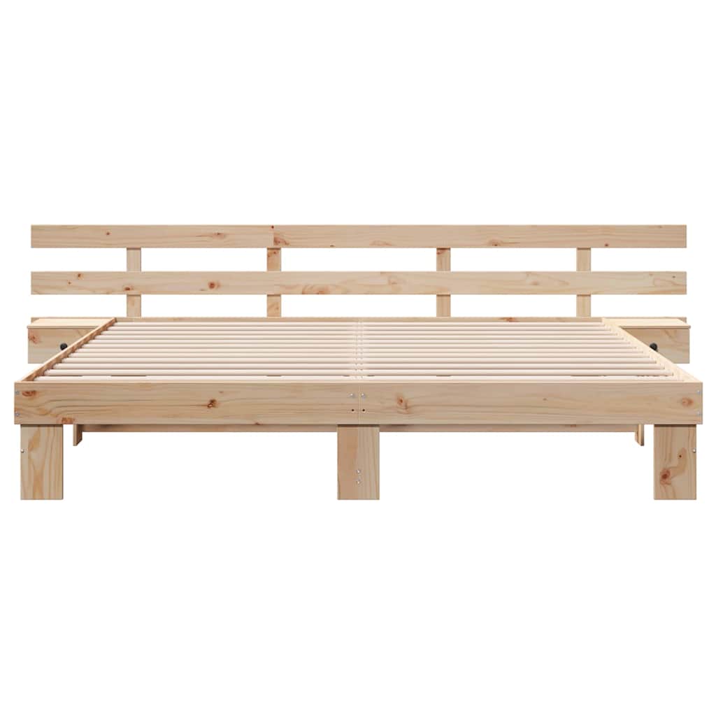 Sengestel med hovedgærde Brun 180 x 200 cm Massiv fyrretræ