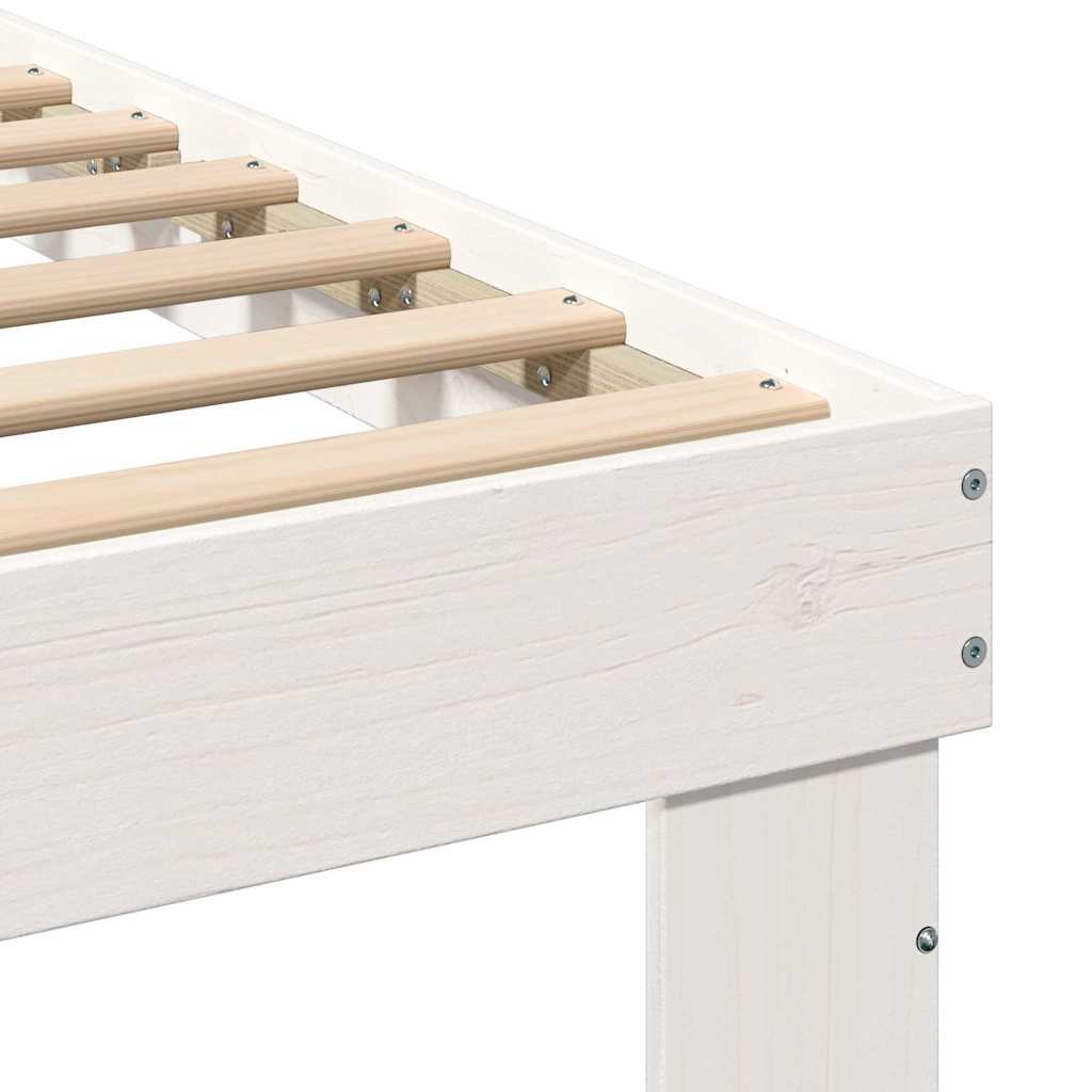 Sengestel med hovedgærde Hvid 180 x 200 cm Massiv fyrretræ