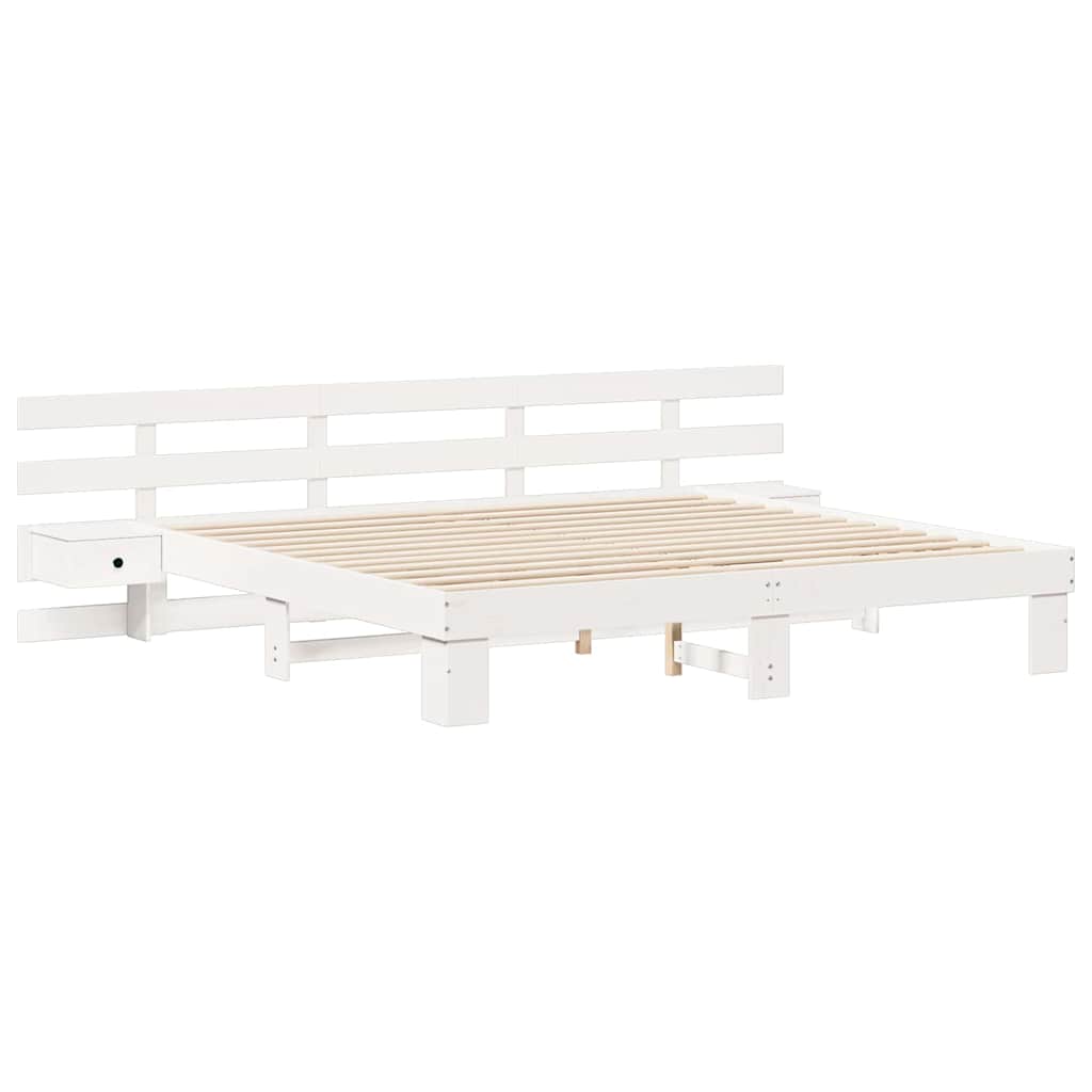 Sengestel med hovedgærde Hvid 180 x 200 cm Massiv fyrretræ