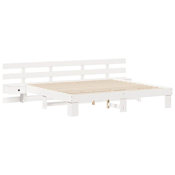Sengestel med hovedgærde Hvid 180 x 200 cm Massiv fyrretræ