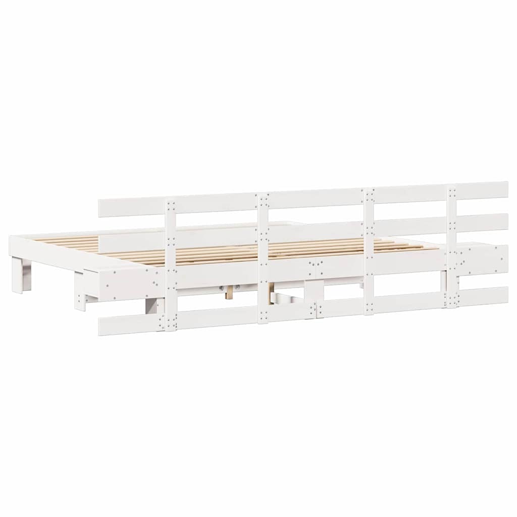 Sengestel med hovedgærde Hvid 180 x 200 cm Massiv fyrretræ