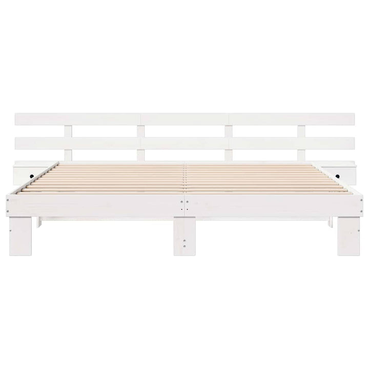 Sengestel med hovedgærde Hvid 180 x 200 cm Massiv fyrretræ