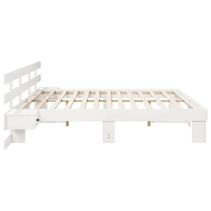 Sengestel med hovedgærde Hvid 180 x 200 cm Massiv fyrretræ