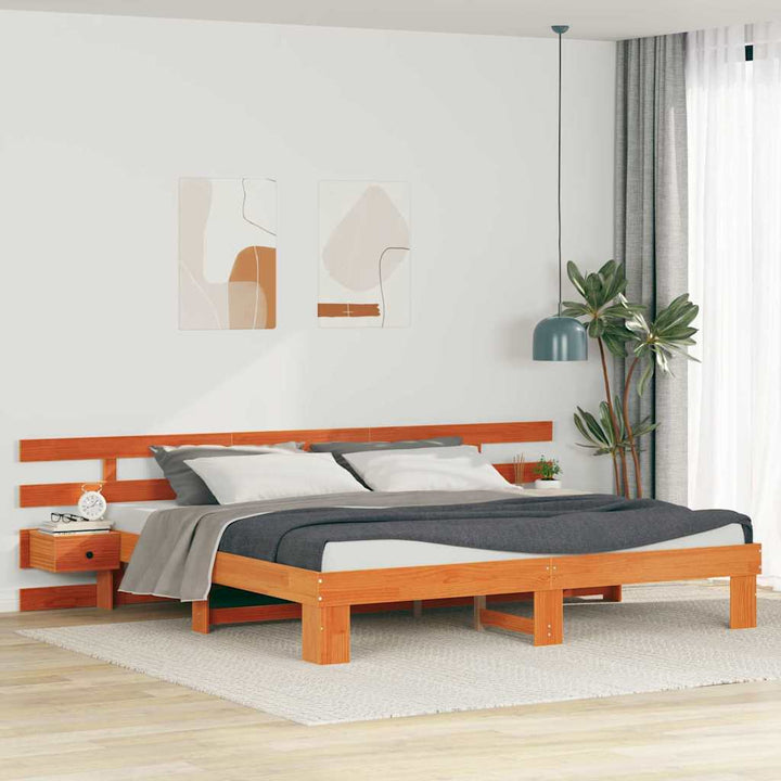 Sengestel med hovedgærde Brun 180 x 200 cm Massiv fyrretræ