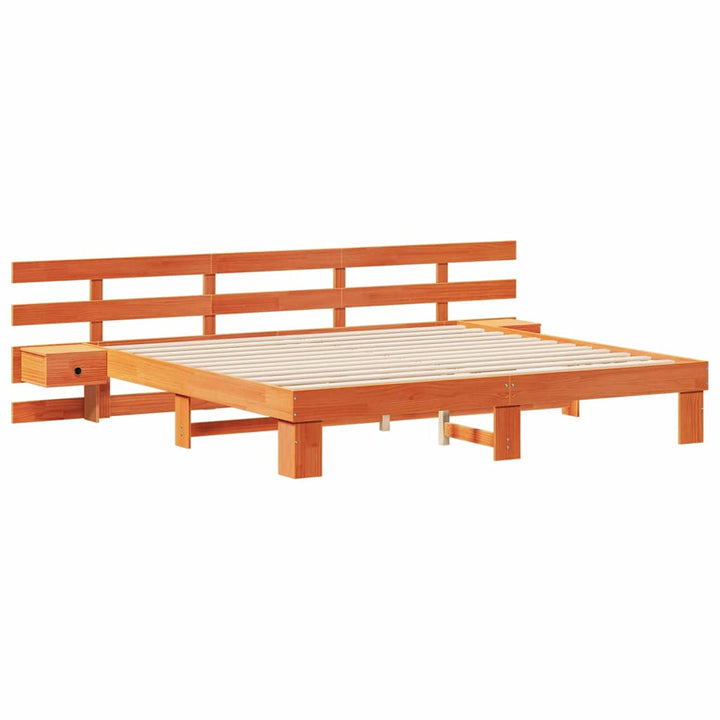Sengestel med hovedgærde Brun 180 x 200 cm Massiv fyrretræ
