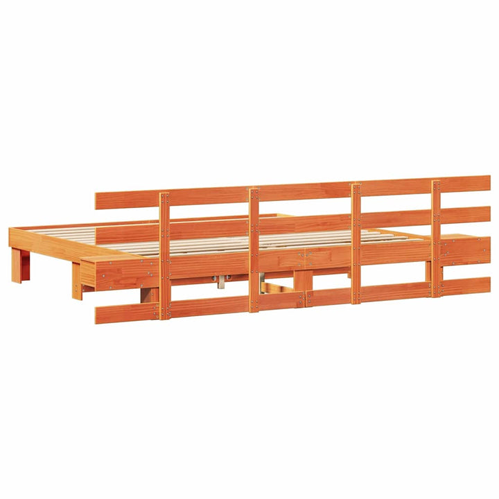 Sengestel med hovedgærde Brun 180 x 200 cm Massiv fyrretræ