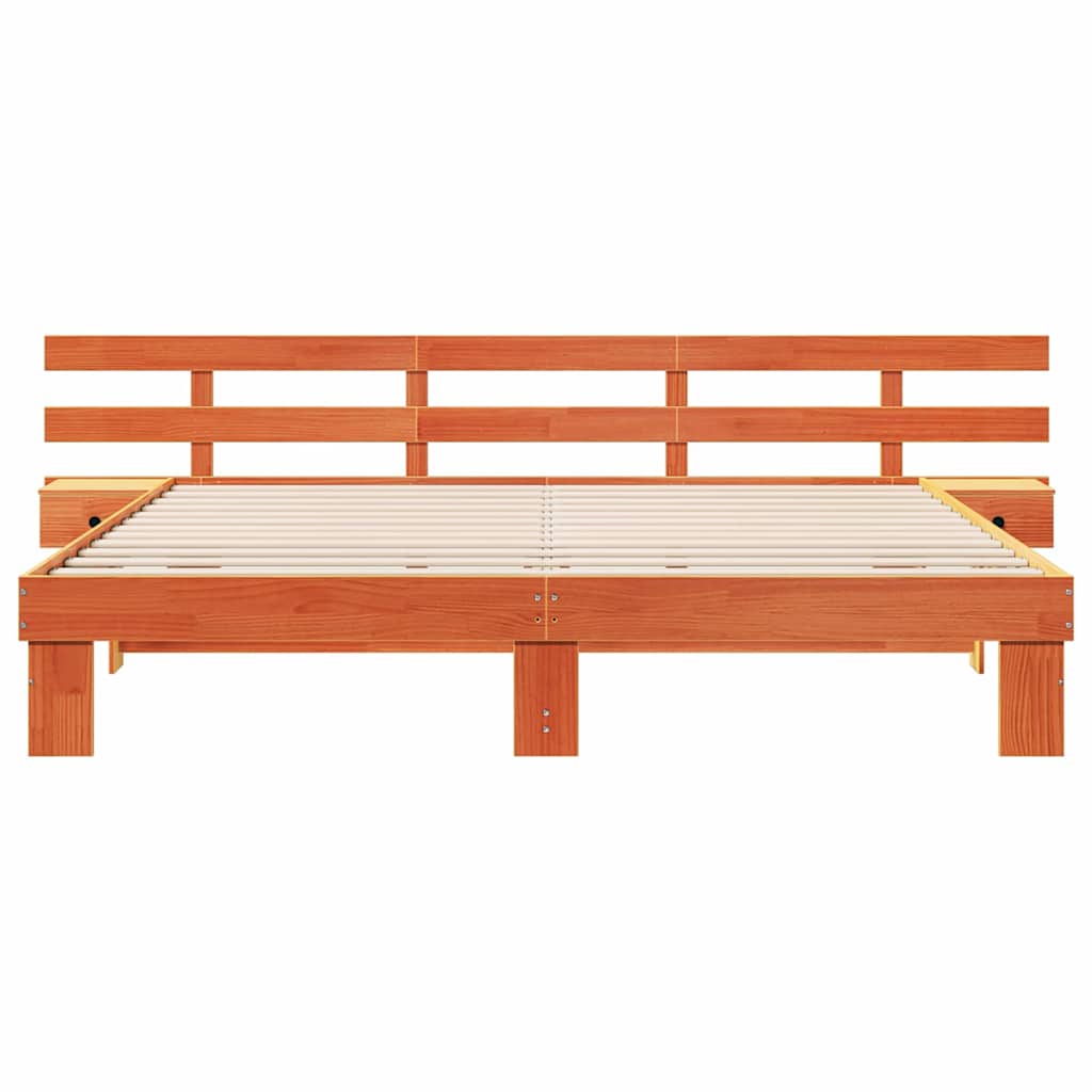 Sengestel med hovedgærde Brun 180 x 200 cm Massiv fyrretræ