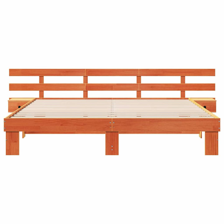Sengestel med hovedgærde Brun 180 x 200 cm Massiv fyrretræ