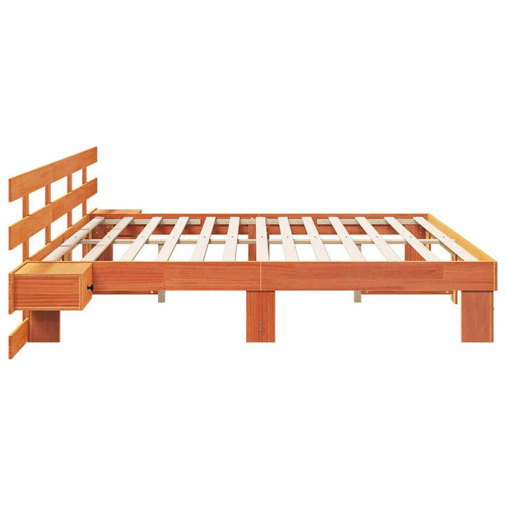 Sengestel med hovedgærde Brun 180 x 200 cm Massiv fyrretræ