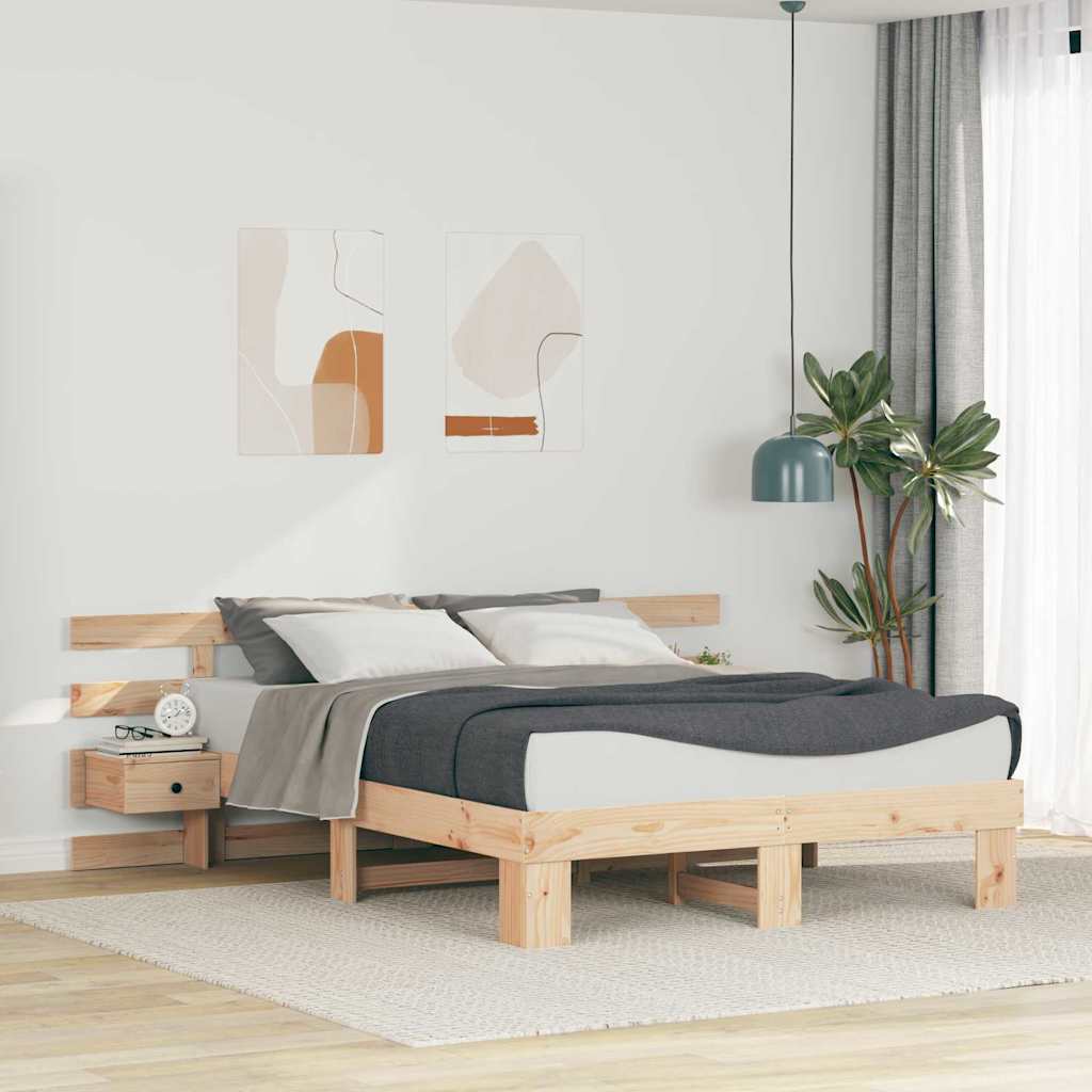 Sengestel med hovedgærde Brun 160 x 200 cm Massiv fyrretræ