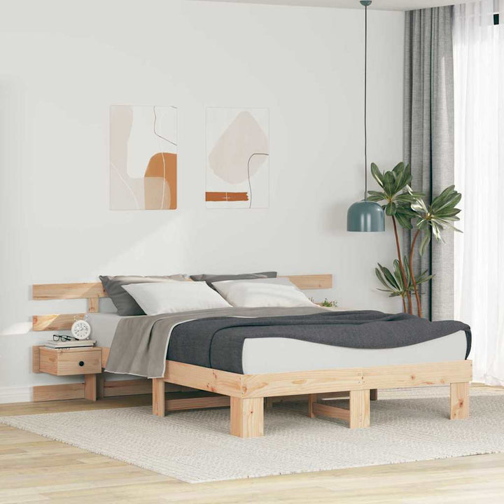 Sengestel med hovedgærde Brun 160 x 200 cm Massiv fyrretræ