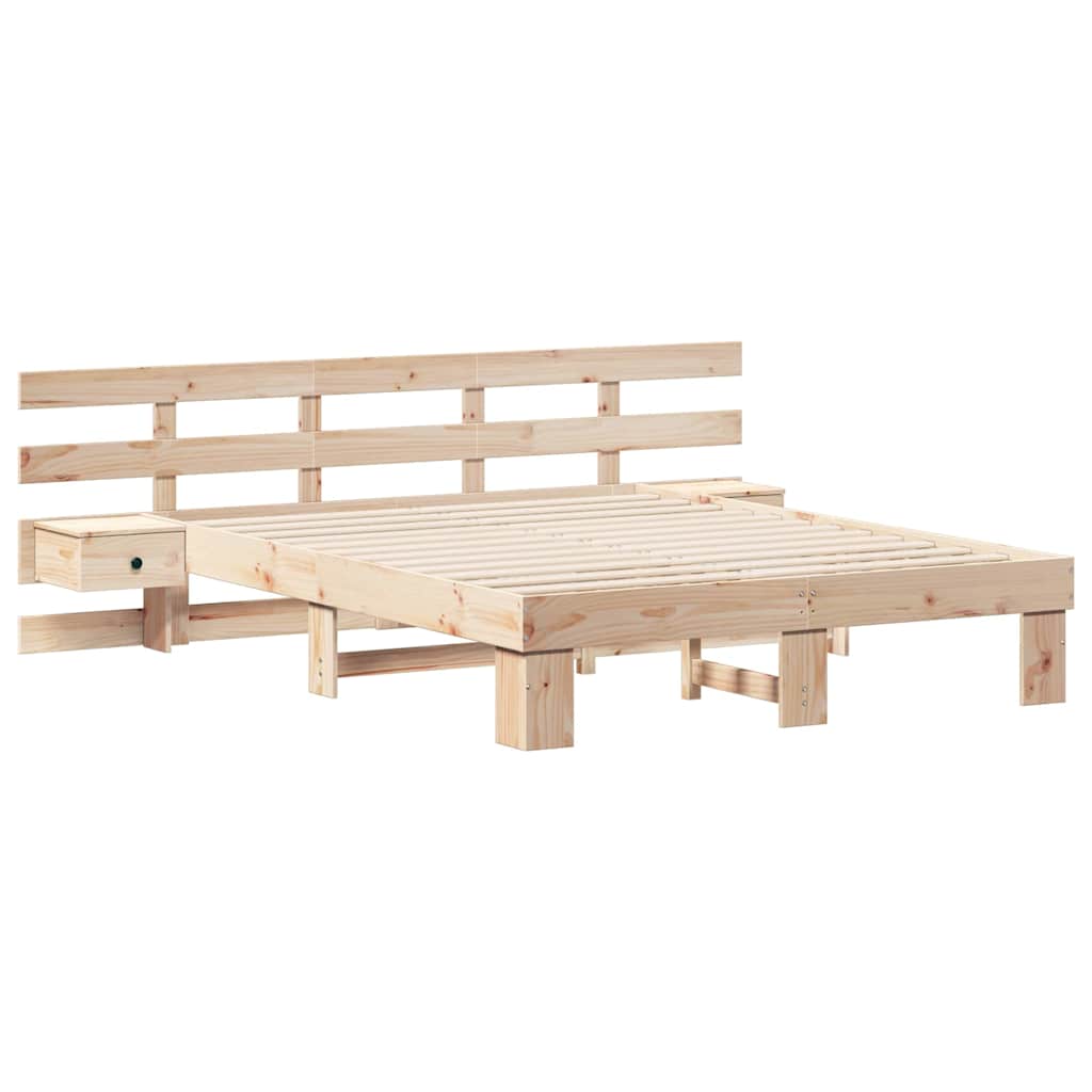 Sengestel med hovedgærde Brun 160 x 200 cm Massiv fyrretræ
