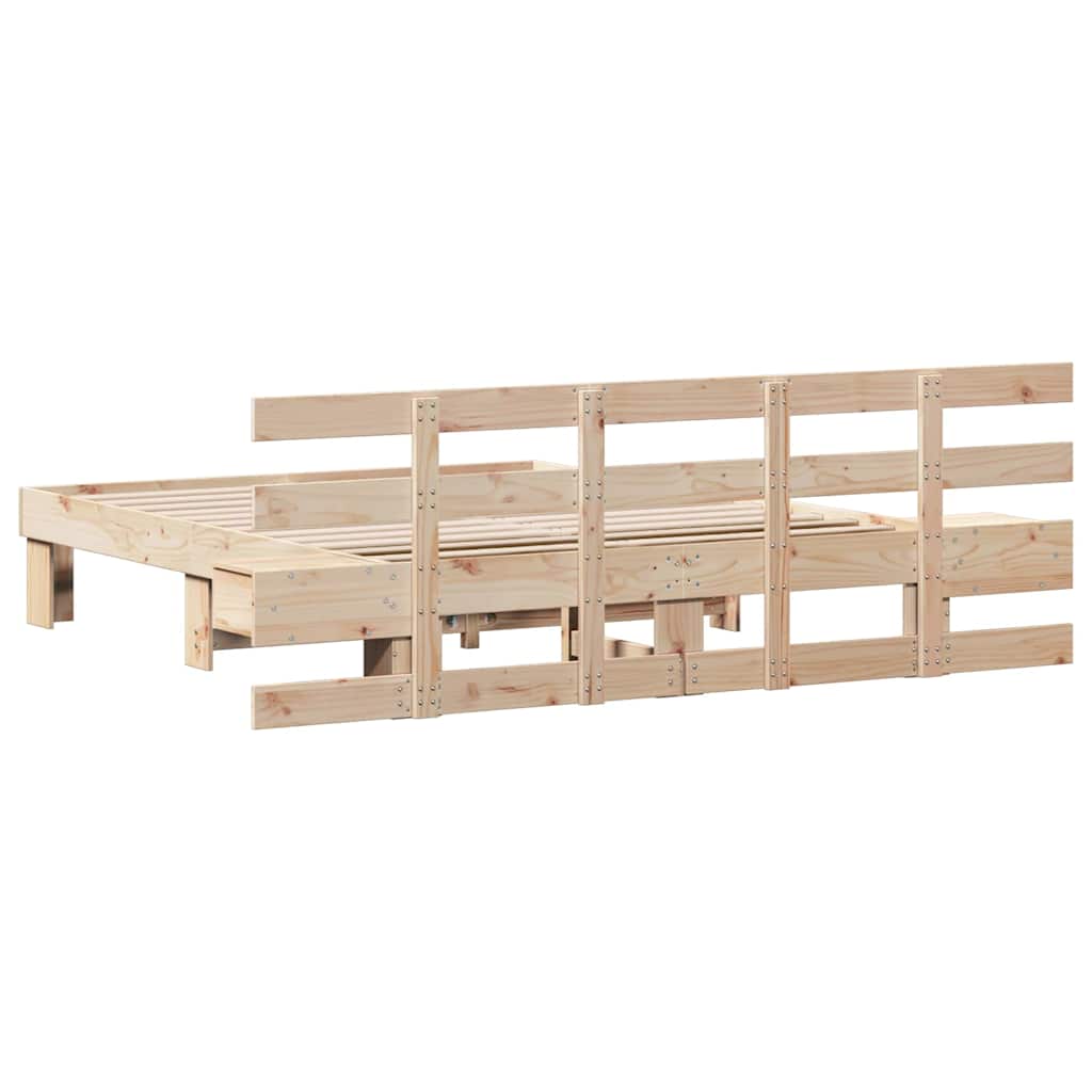 Sengestel med hovedgærde Brun 160 x 200 cm Massiv fyrretræ
