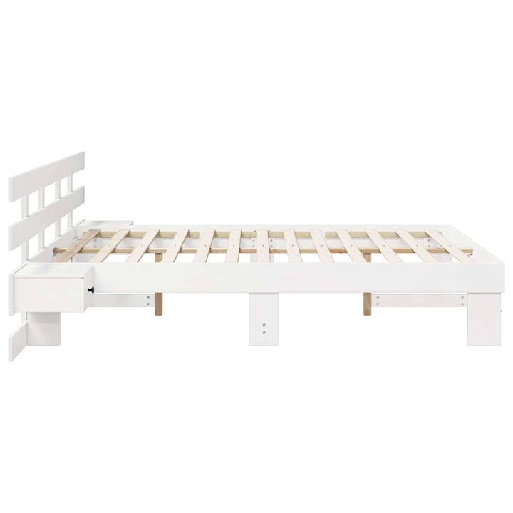 Sengestel med hovedgærde Hvid 160 x 200 cm Massiv fyrretræ
