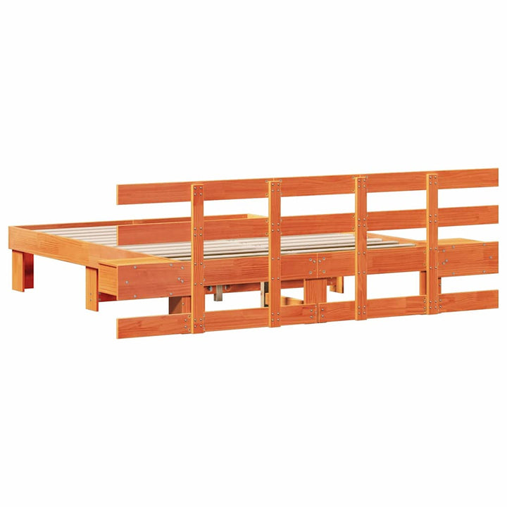 Sengestel med hovedgærde Brun 160 x 200 cm Massiv fyrretræ