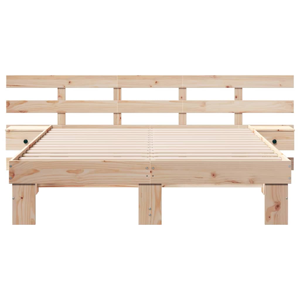 Sengestel med hovedgærde Brun 140 x 200 cm Massiv fyrretræ