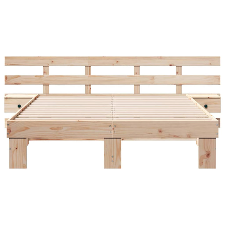 Sengestel med hovedgærde Brun 140 x 200 cm Massiv fyrretræ