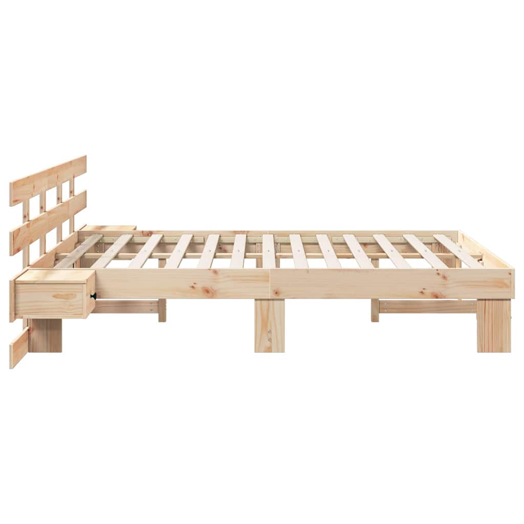 Sengestel med hovedgærde Brun 140 x 200 cm Massiv fyrretræ