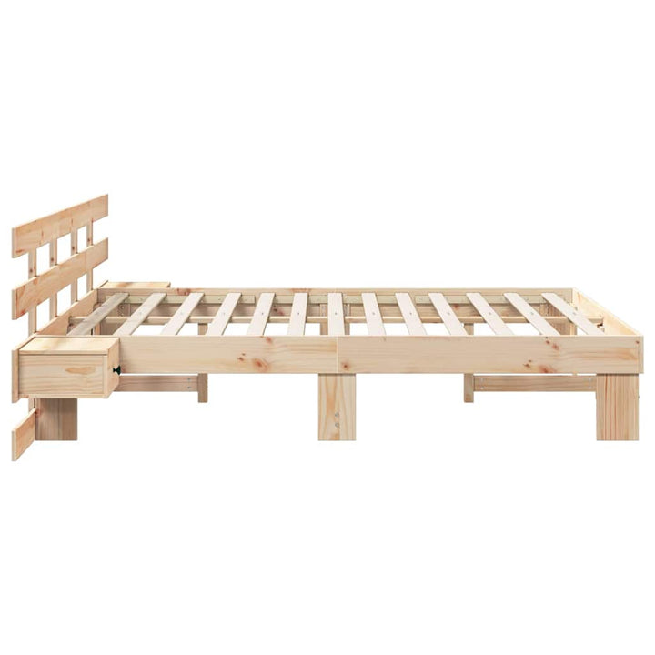 Sengestel med hovedgærde Brun 140 x 200 cm Massiv fyrretræ