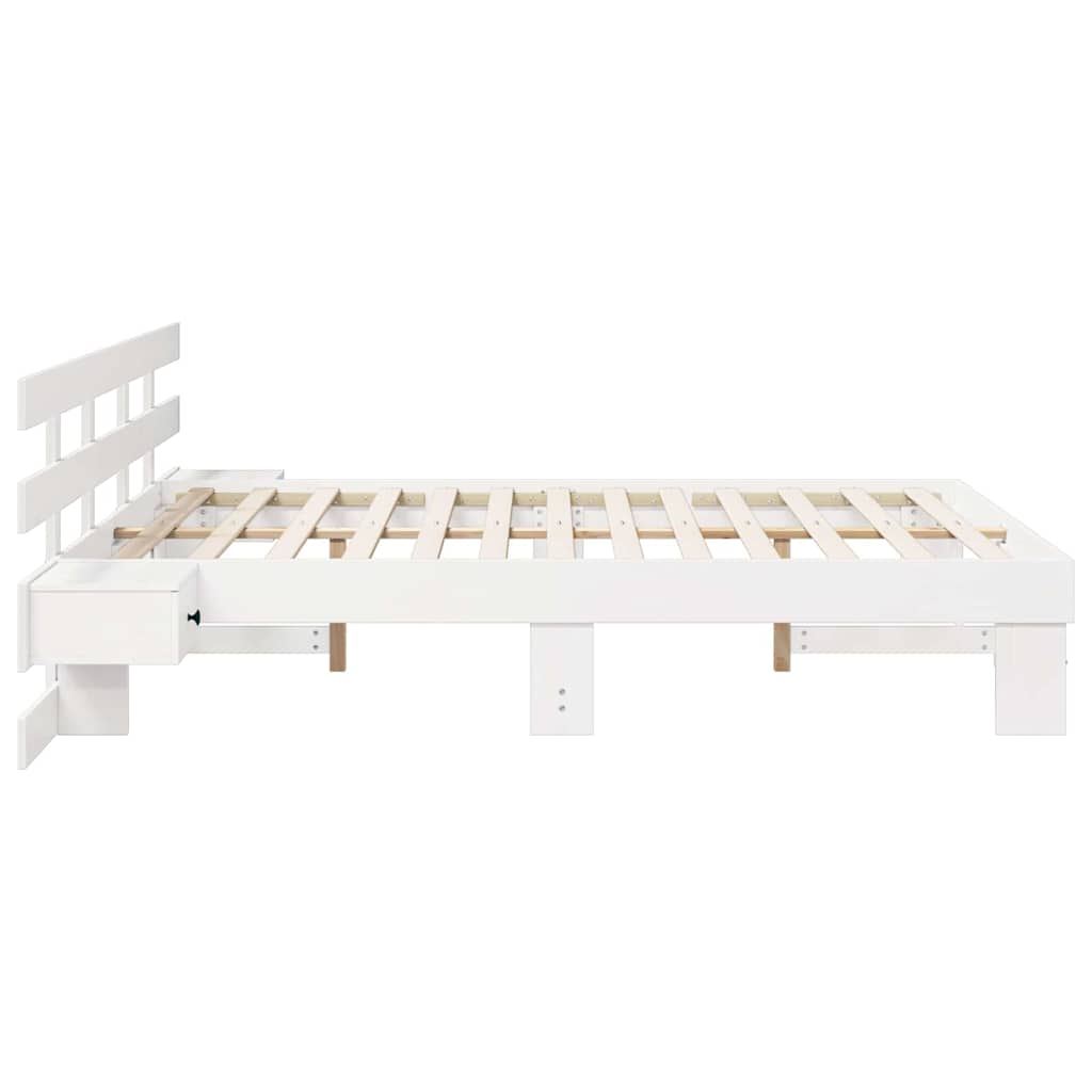 Sengestel med hovedgærde Hvid 140 x 200 cm Massiv fyrretræ