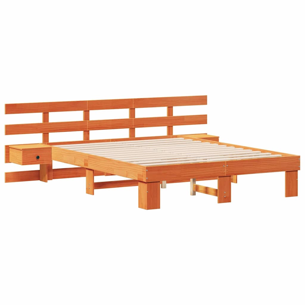 Sengestel med hovedgærde Brun 140 x 200 cm Massiv fyrretræ