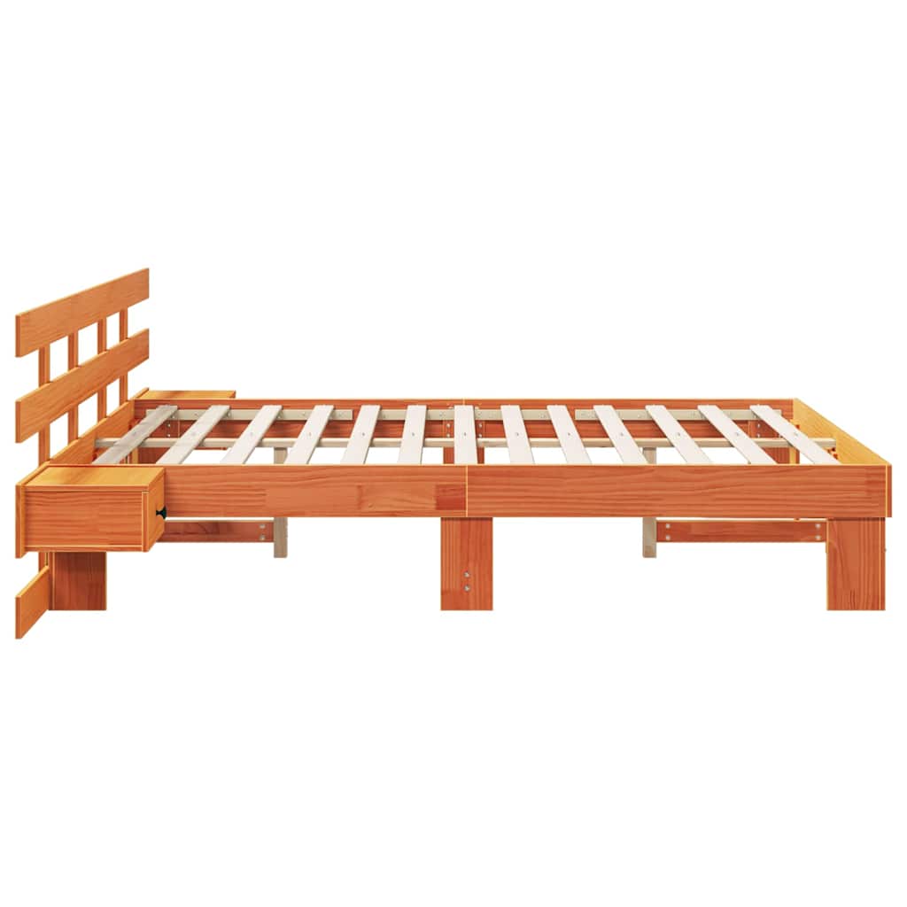 Sengestel med hovedgærde Brun 140 x 200 cm Massiv fyrretræ