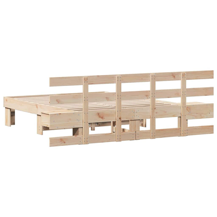 Sengestel med hovedgærde Brun 120 x 200 cm Massiv fyrretræ