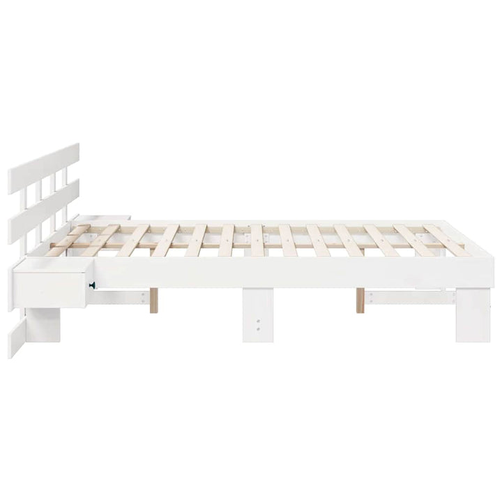 Sengestel med hovedgærde Hvid 120 x 200 cm Massiv fyrretræ