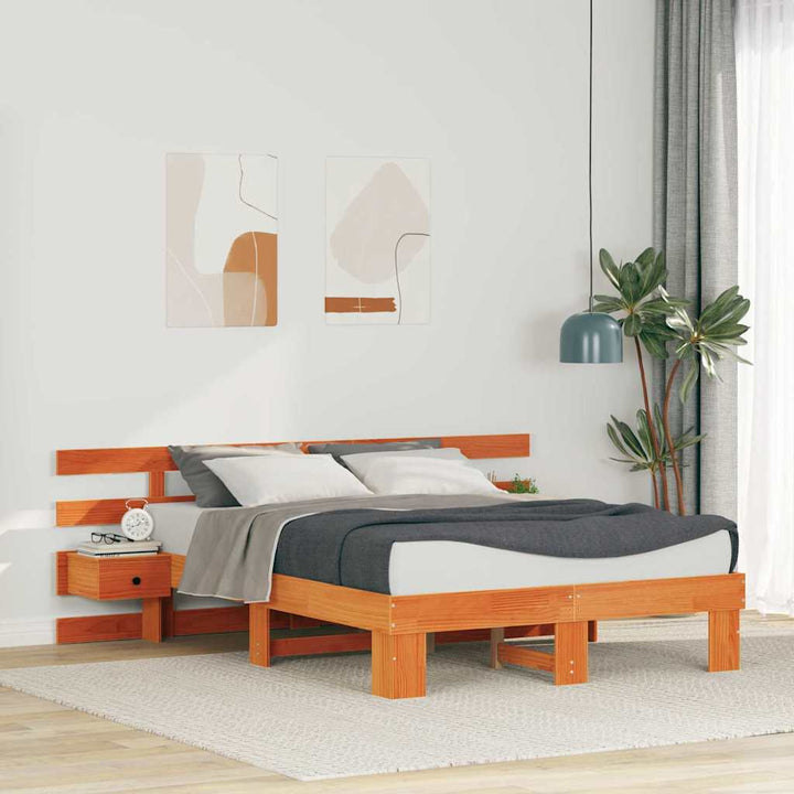 Sengestel med hovedgærde Brun 120 x 200 cm Massiv fyrretræ