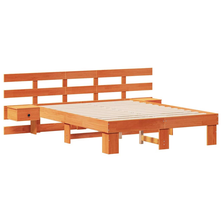 Sengestel med hovedgærde Brun 120 x 200 cm Massiv fyrretræ
