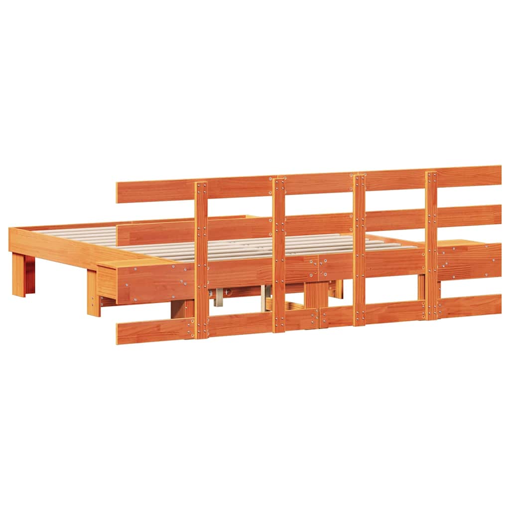 Sengestel med hovedgærde Brun 120 x 200 cm Massiv fyrretræ