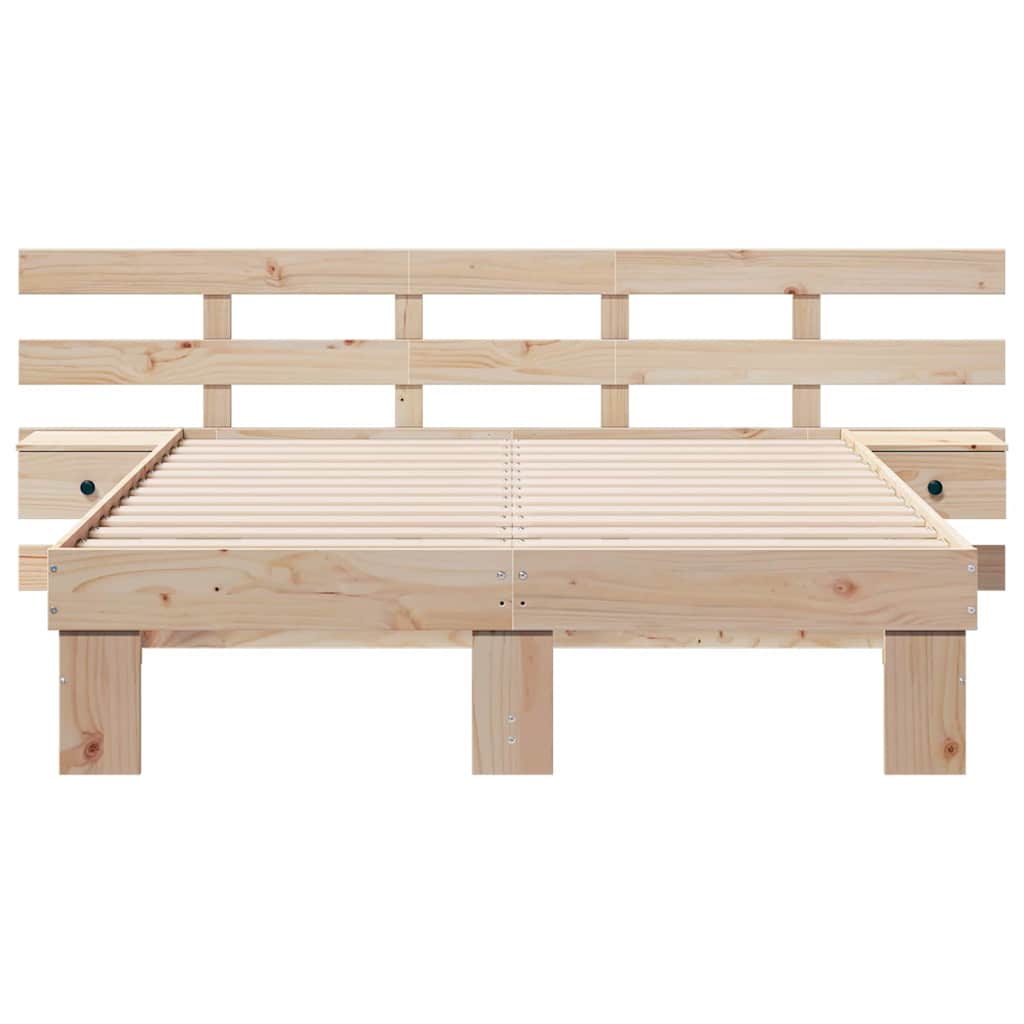 Sengestel med hovedgærde Brun 140 x 190 cm Massiv fyrretræ