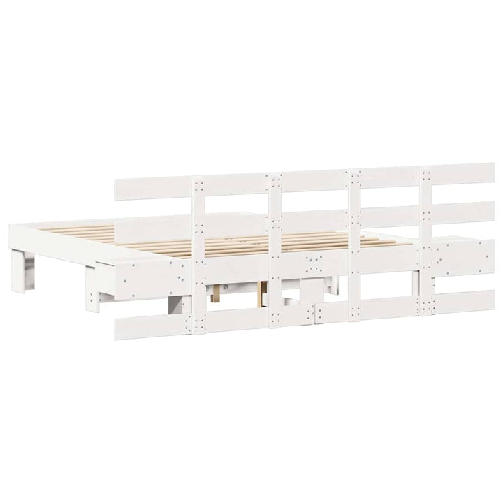 Sengestel med hovedgærde Hvid 140 x 190 cm Massiv fyrretræ
