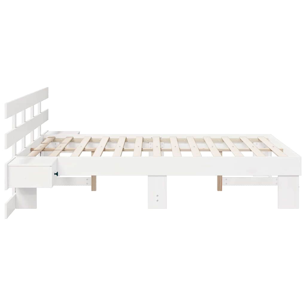 Sengestel med hovedgærde Hvid 140 x 190 cm Massiv fyrretræ