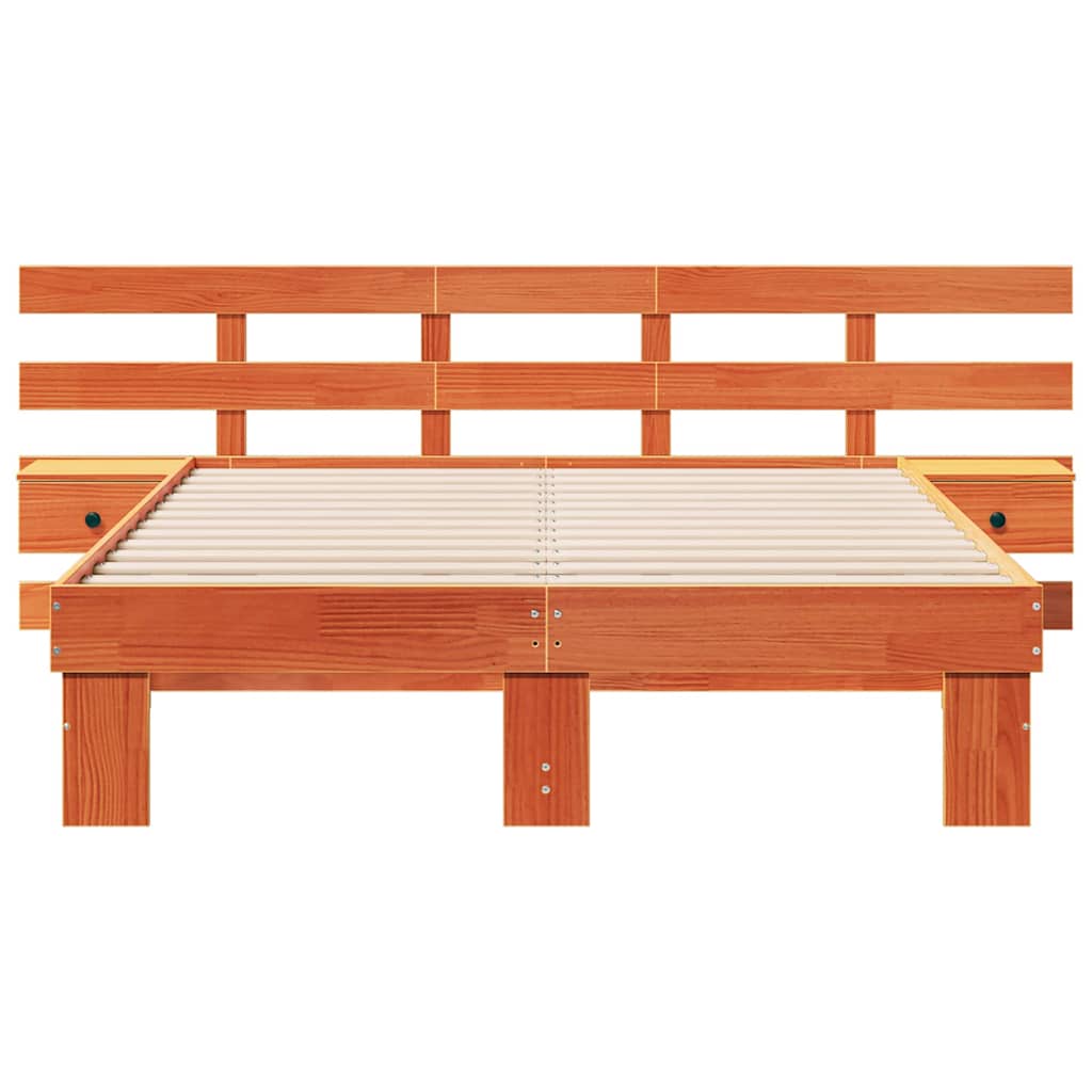 Sengestel med hovedgærde Brun 140 x 190 cm Massiv fyrretræ