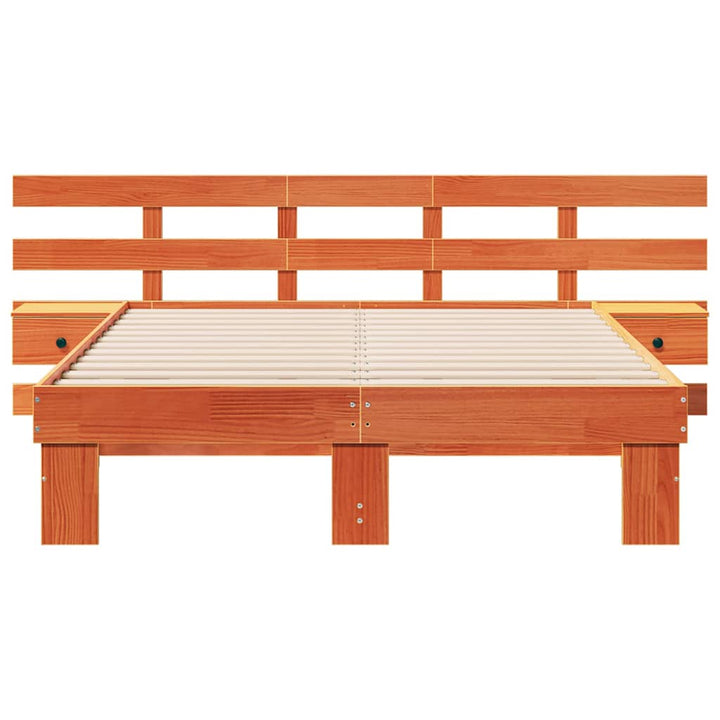 Sengestel med hovedgærde Brun 140 x 190 cm Massiv fyrretræ