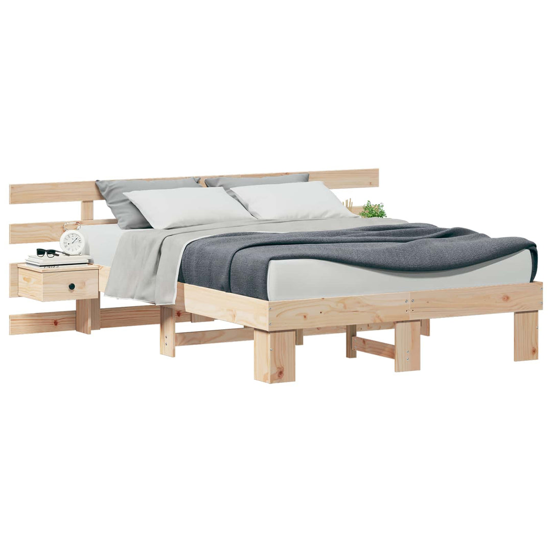 Sengestel med hovedgærde Brun 120 x 190 cm Massiv fyrretræ