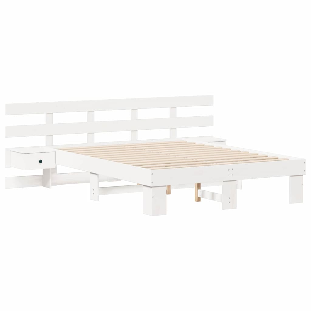 Sengestel med hovedgærde Hvid 120 x 190 cm Massiv fyrretræ