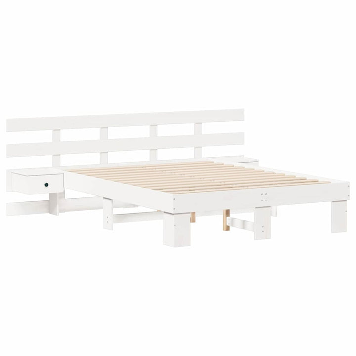 Sengestel med hovedgærde Hvid 120 x 190 cm Massiv fyrretræ