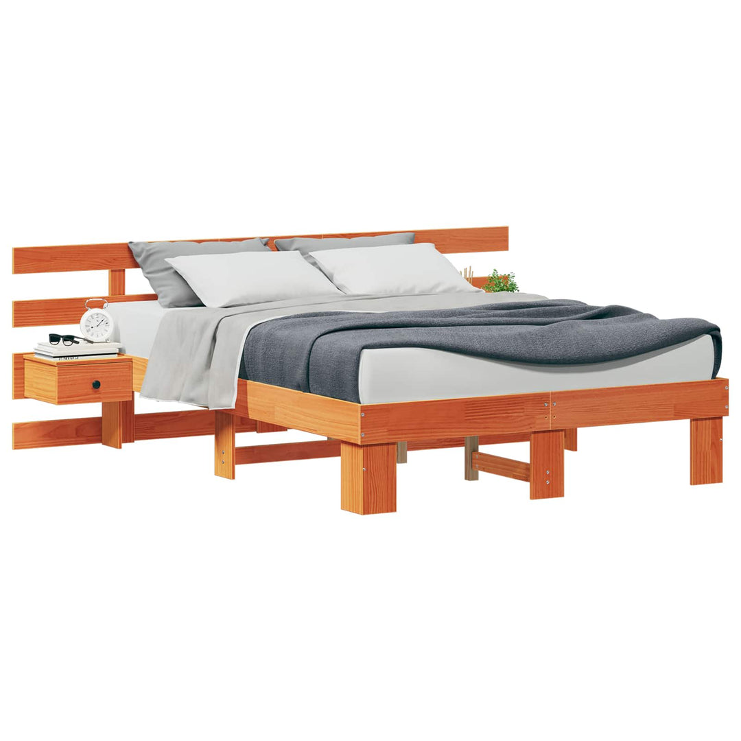 Sengestel med hovedgærde Brun 120 x 190 cm Massiv fyrretræ