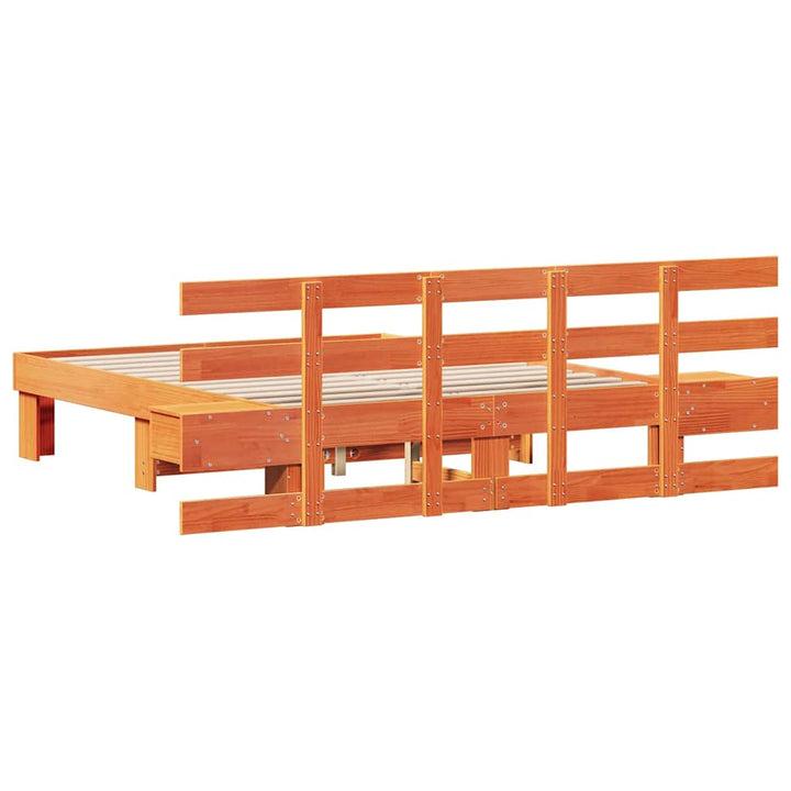 Sengestel med hovedgærde Brun 120 x 190 cm Massiv fyrretræ