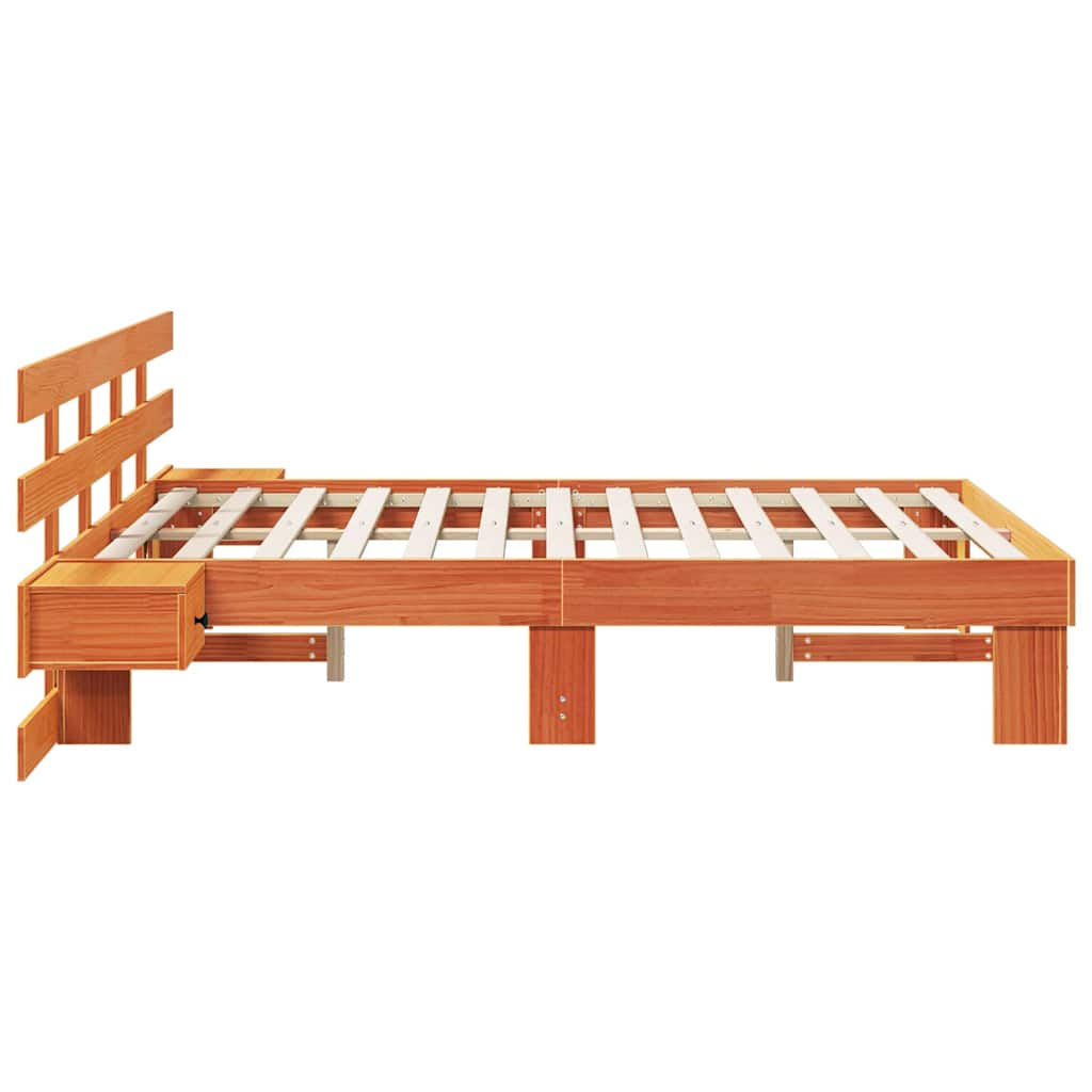Sengestel med hovedgærde Brun 120 x 190 cm Massiv fyrretræ