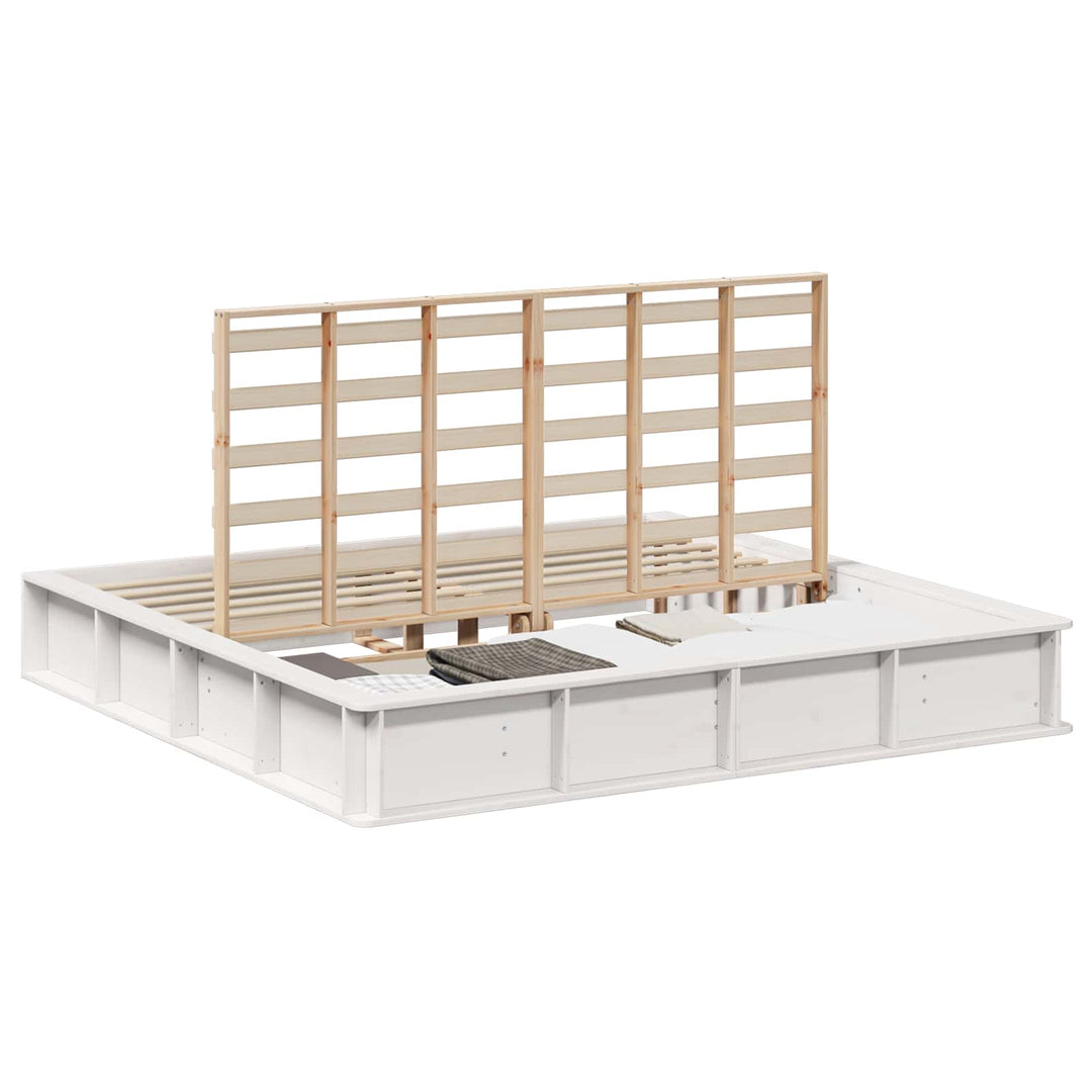 Sengestel Hvid 200 x 200 cm Massiv fyrretræ