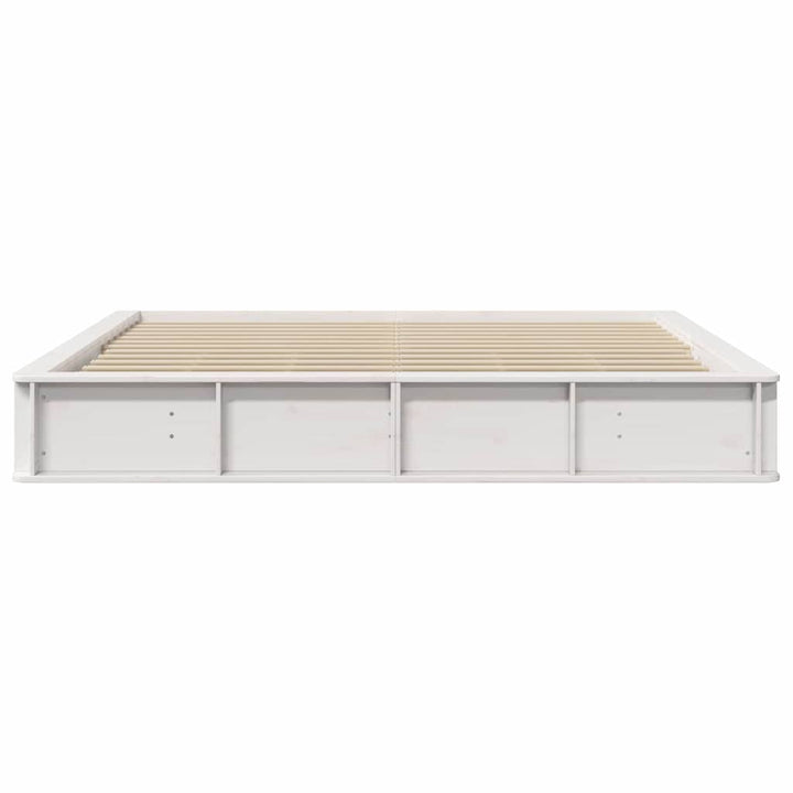 Sengestel Hvid 200 x 200 cm Massiv fyrretræ
