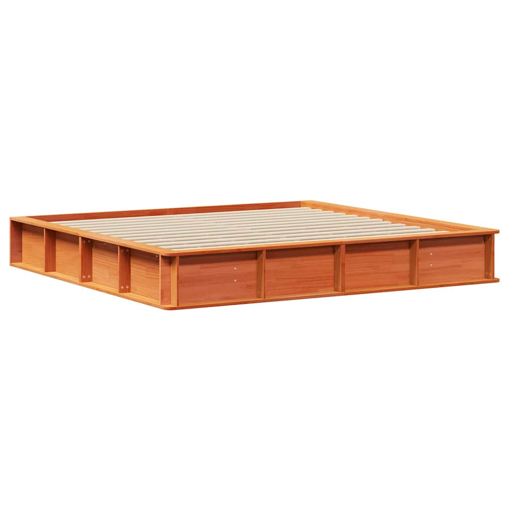 Sengestel Voks brun 200 x 200 cm Massiv fyrretræ