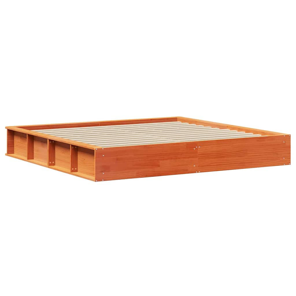 Sengestel Voks brun 200 x 200 cm Massiv fyrretræ