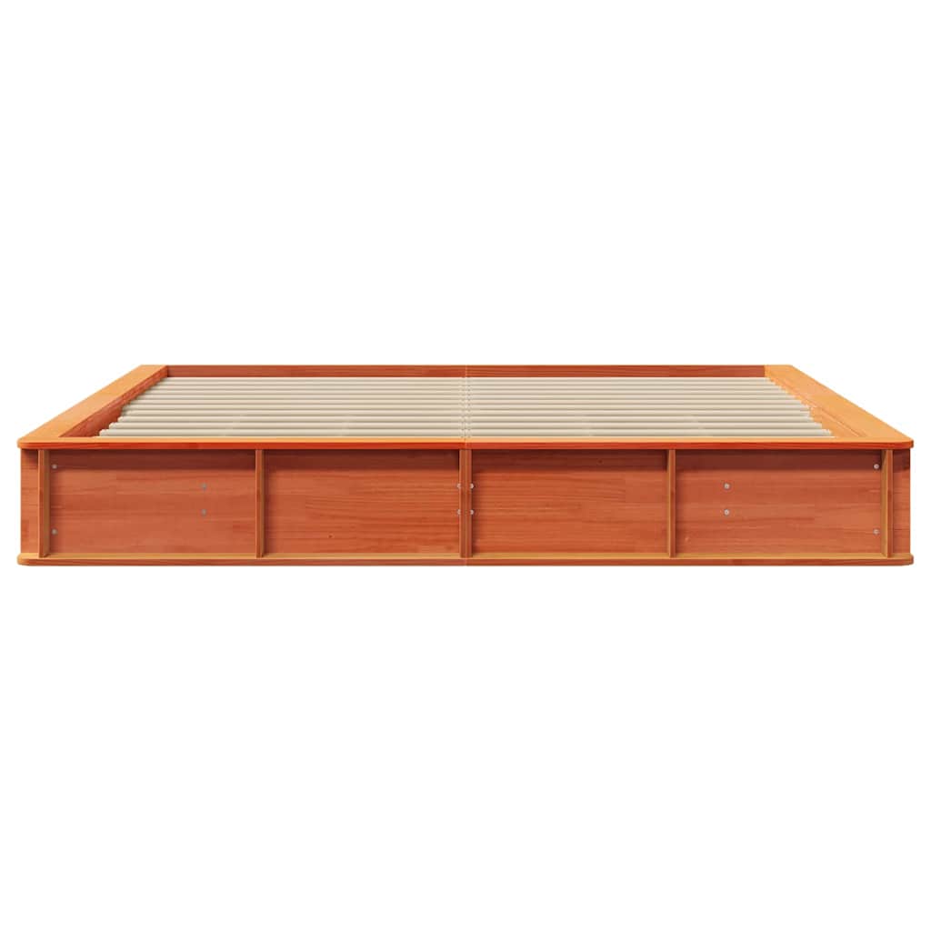 Sengestel Voks brun 200 x 200 cm Massiv fyrretræ