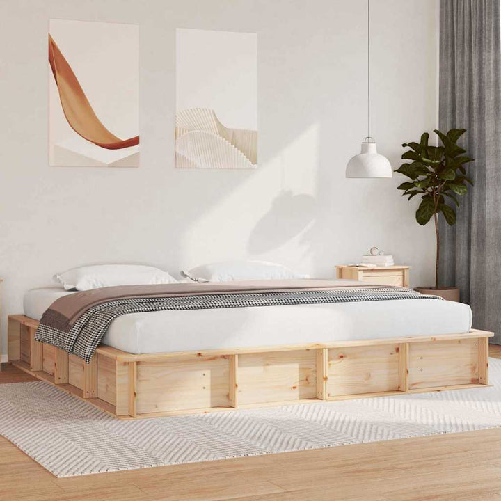 Sengestel Brun 180 x 200 cm Massiv fyrretræ