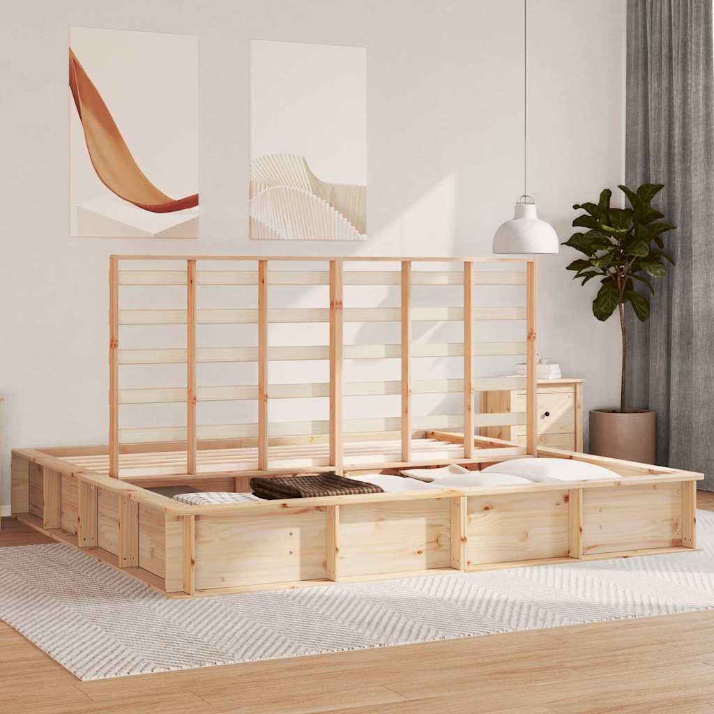Sengestel Brun 180 x 200 cm Massiv fyrretræ