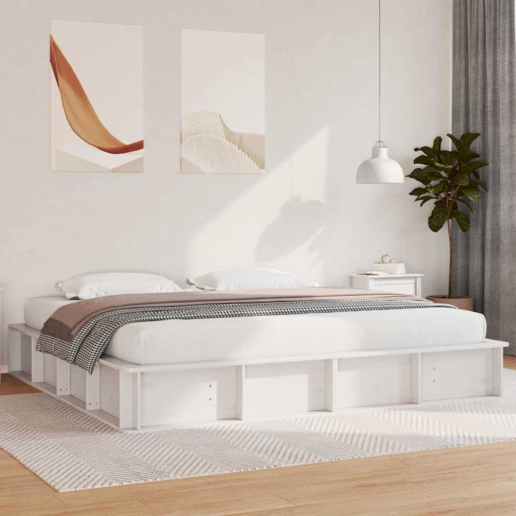 Sengestel Hvid 180 x 200 cm Massiv fyrretræ